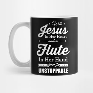 With Jesus In Her Heart Flute player Mug